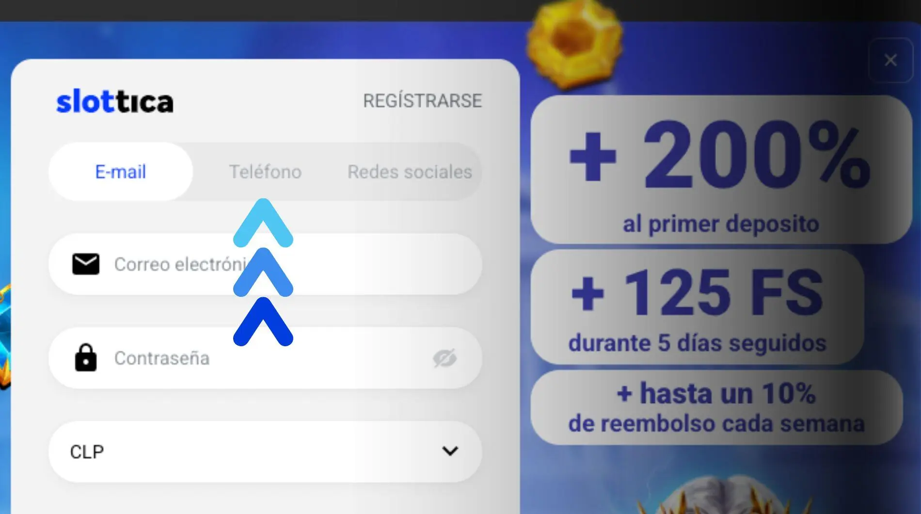 Slottica Chile Selecciona un método de registro